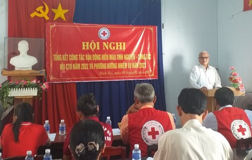 Hội Chữ thập đỏ huyện Bình Đại tổ chức Hội nghị tổng kết công tác vận động hiến máu tình nguyện, công tác Hội năm 2022 và phương hướng nhiệm vụ năm 2023